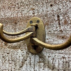 Set of 5 Brass Swivel Triple Coat Hooks – Cast Iron Farmhouse Mudroom Hooks